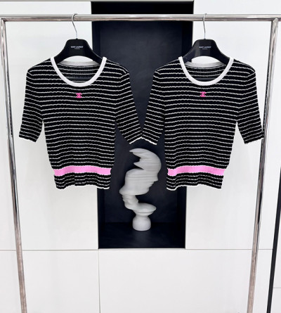 샤넬 스트라이프 반팔 니트