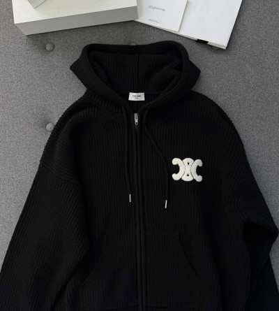 셀린느 니트 집업 후드